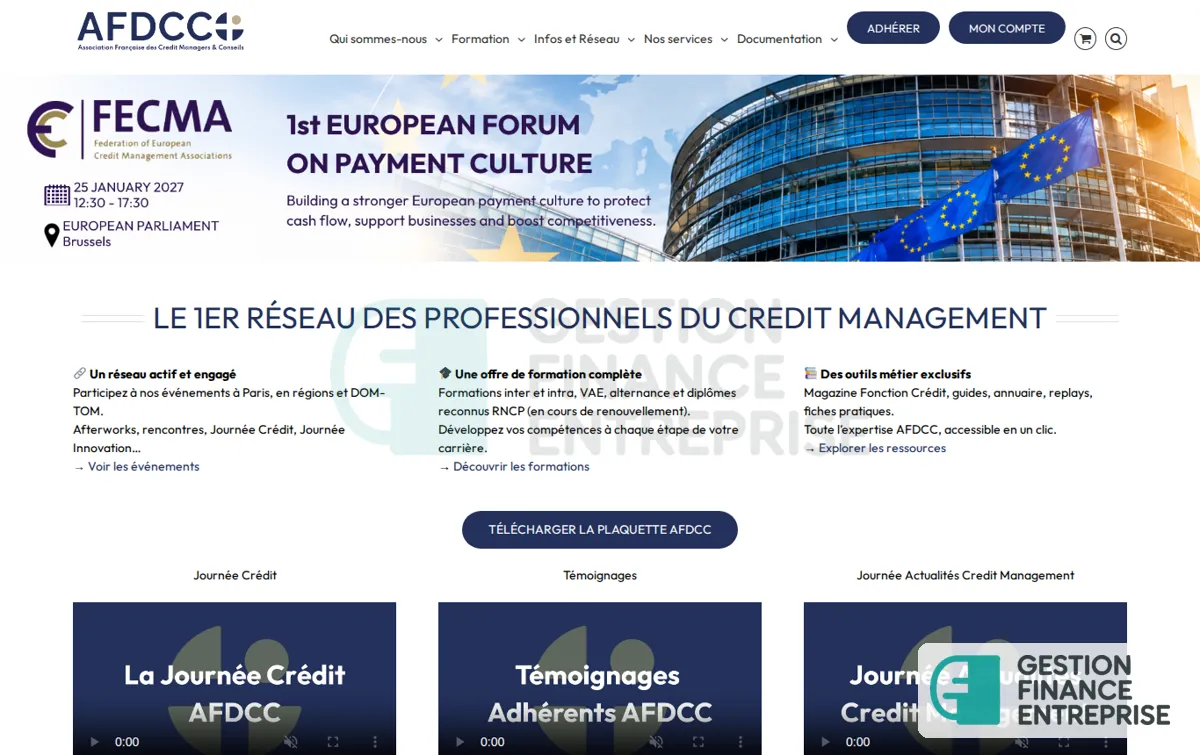 Capture : AFDCC - L'ASSOCIATION DES CREDIT MANAGERS ET CONSEILS